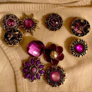 Fashion Snap Pendant Earrings Neckline Jewelry Bundle Bracelet LOT Rhinestone